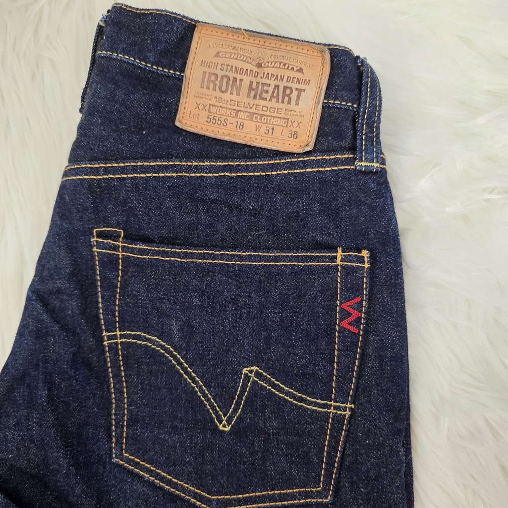 Iron Heart 18oz Vintage Selvedge Denim Slim Tapered Cut Jeans - Indigo - Picture 8 of 15